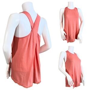 Red Haute Coral Fringe Faux Wrap Tank SZ M $89